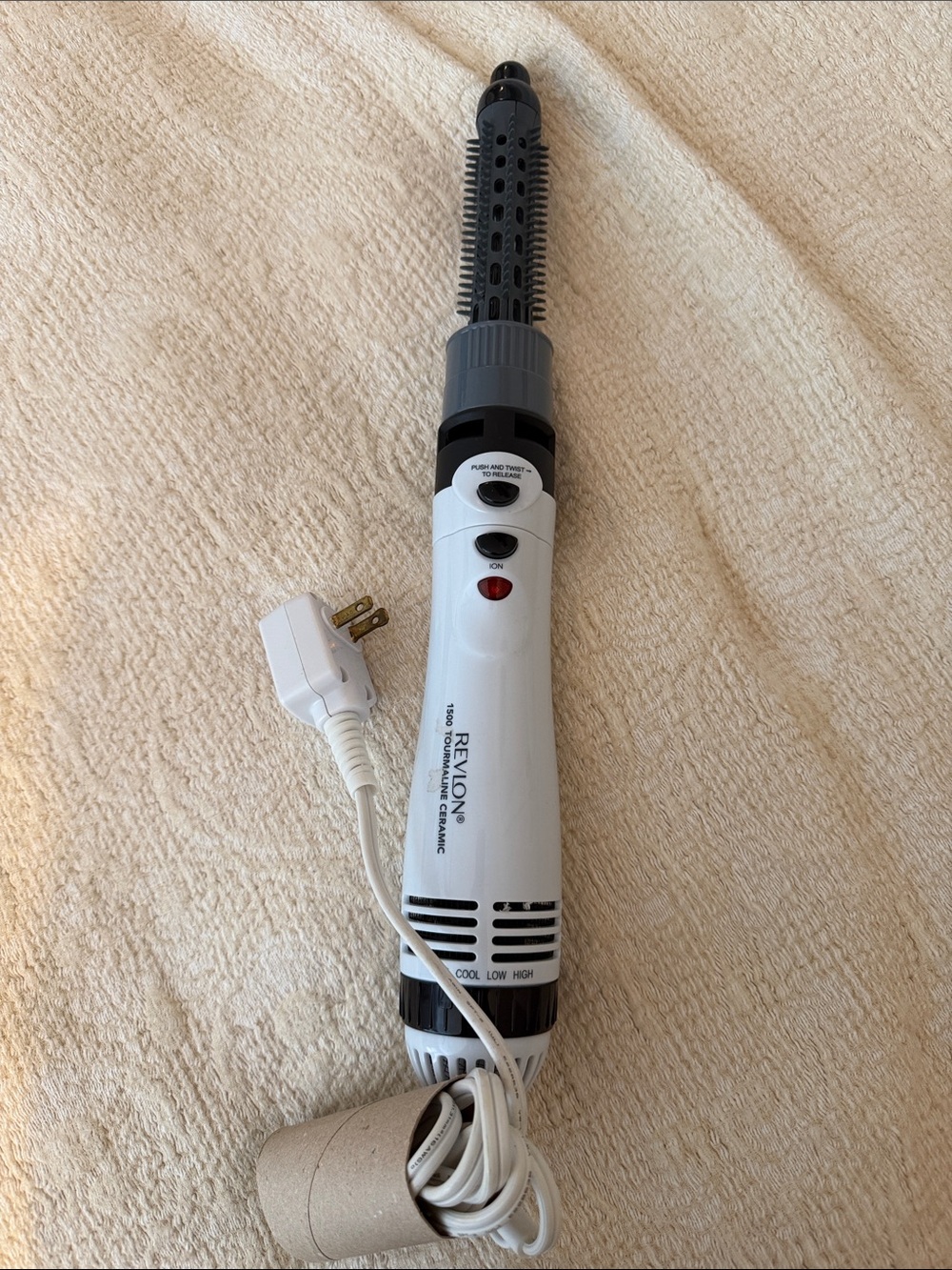 Revlon 1500 Tourmaline Ceramic Hot or Cold Air Curling Brush RVHA6002 Tested